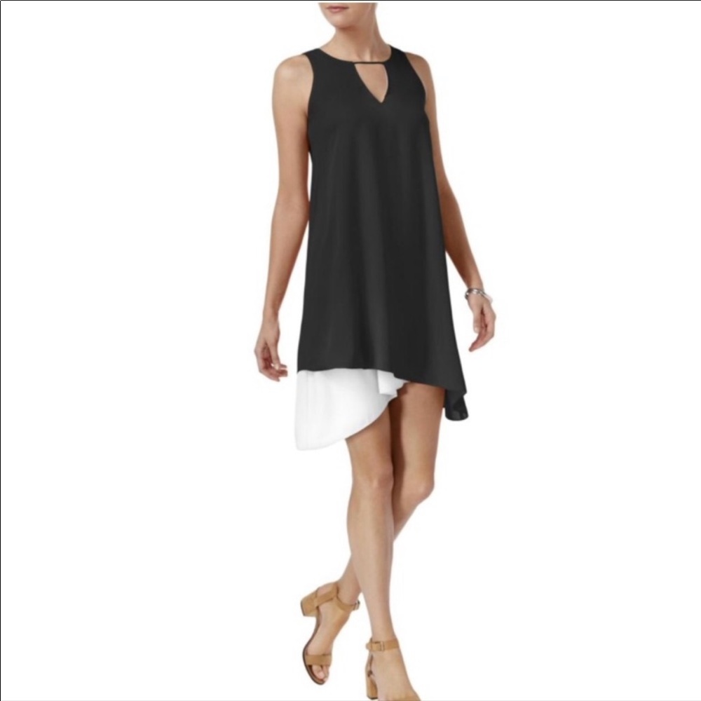 Bar lll white and black dress layered dress size S
